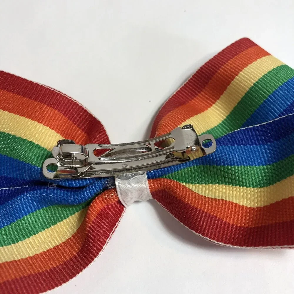 Rainbow Hair Clip Barrette Lot Ribbon Bow Knot Trendy New Coquette Stripes Pride